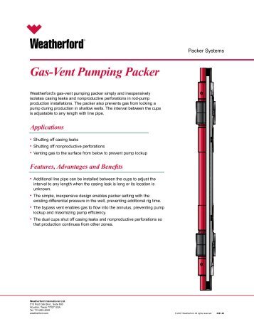 Gas-Vent Pumping Packer - Weatherford International