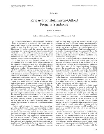 Research on Hutchinson-Gilford Progeria Syndrome