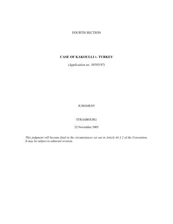 FOURTH SECTION CASE OF KAKOULLI v. TURKEY (Application ...