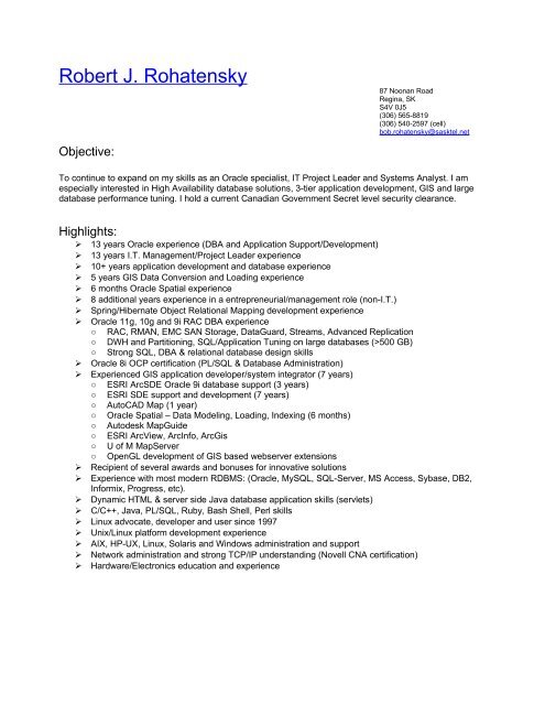 Robert J. Rohatensky Resume - SHPEGS