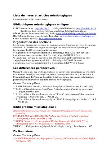 Liste de livres et articles missiologiques1.pdf - Index of /documents ...