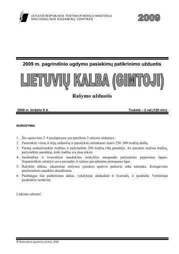 RaÅ¡ymo uÅ¾duotis - Nacionalinis egzaminÅ³ centras