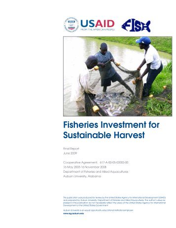 Fisheries Investment for Sustainable Harvest - College of Agriculture ...