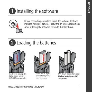 Installing the software Loading the batteries