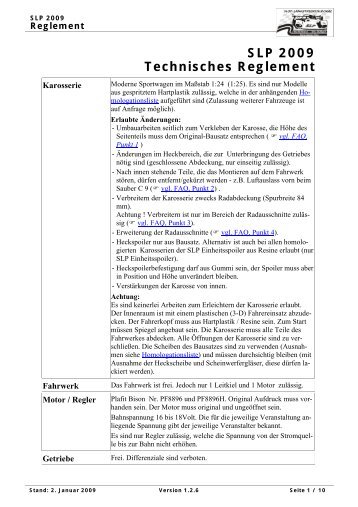 SLP 2009 Technisches Reglement