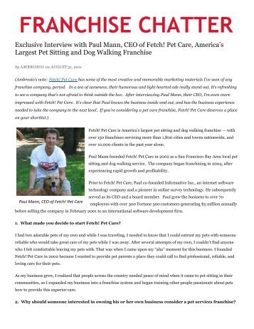 Exclusive Interview with Paul Mann, CEO of Fetch! Pet Care ...