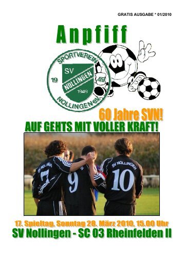 GRATIS AUSGABE * 01/2010 - Sportverein Nollingen 1949 eV