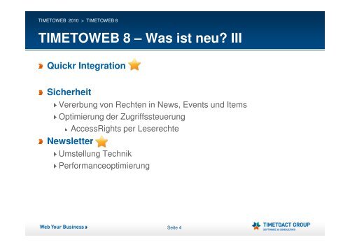 TTW 2010 - TIMETOWEB 8 Was ist neu - Timetoact