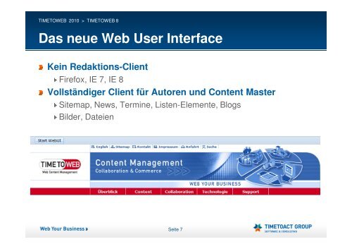TTW 2010 - TIMETOWEB 8 Was ist neu - Timetoact