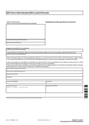 SEPA Direct Debit Mandate/SEPA-Lastschriftmandat - Raiba-msp.de