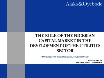 power sector financing - legal considerations - The Nigerian Stock ...