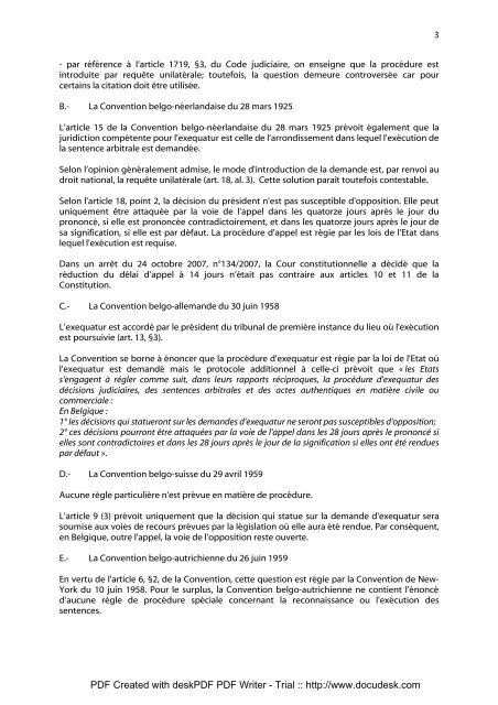 Reconnaissance et exécution sentences arbitral - Procedurecivile.be