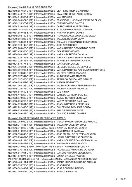 Pauta de julgamento nÂº 108 a 129 - 08 12 e 15/03/2013