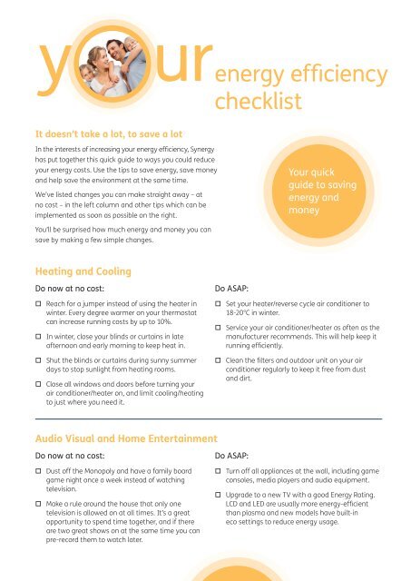 energy efficiency checklist - Synergy