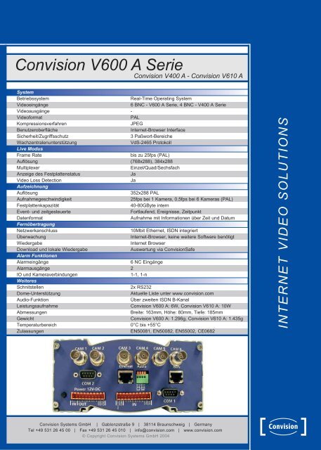 Convision V600 A Serie - Visicom