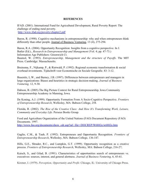 a framework to support entrepreneurial development in rural