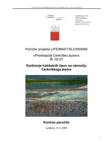 Kartiranje habitatnih tipov - Presihajoče Cerkniško jezero