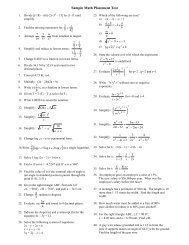 Sample Math Placement Test