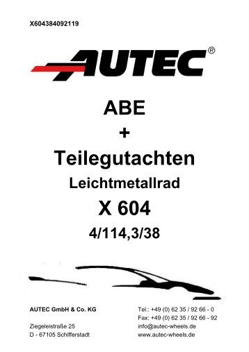 ABE + Teilegutachten X 604 - AUTEC GmbH & Co. KG