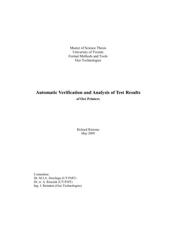 Automatic Verification and Analysis of Test Results - Formal ...