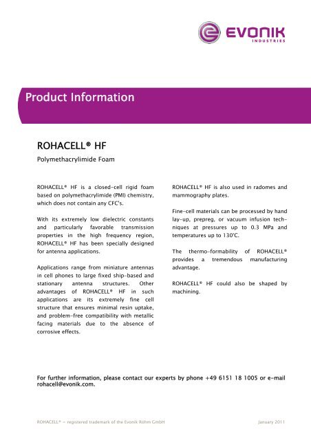 ROHACELL HF Product Information.pdf