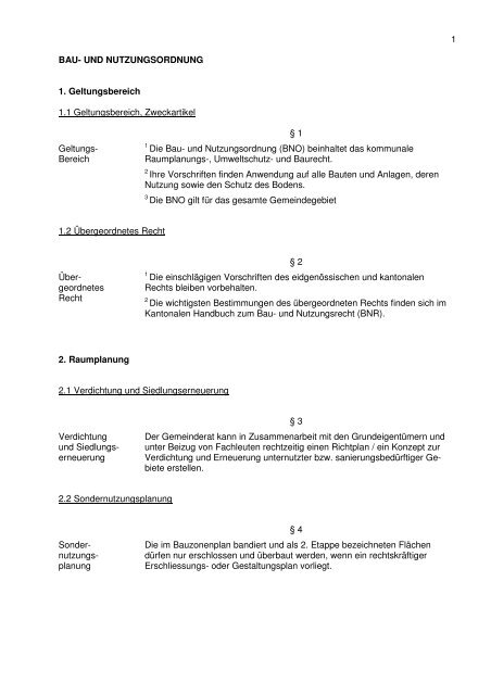 BAU- UND NUTZUNGSORDNUNG (BNO) - Gemeinde Sarmenstorf