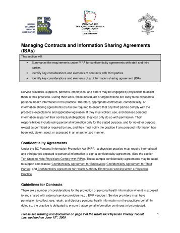 Managing Contracts and Information Sharing Agreements (ISAs)