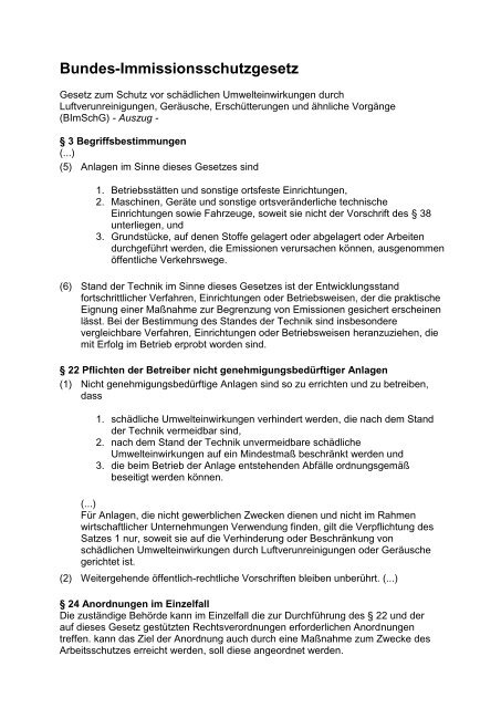 Auszug - Bundes-Immissionsschutzgesetz - Allendorf