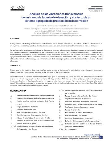 AnÃ¡lisis de las vibraciones transversales de un tramo de tuberÃ­a de ...