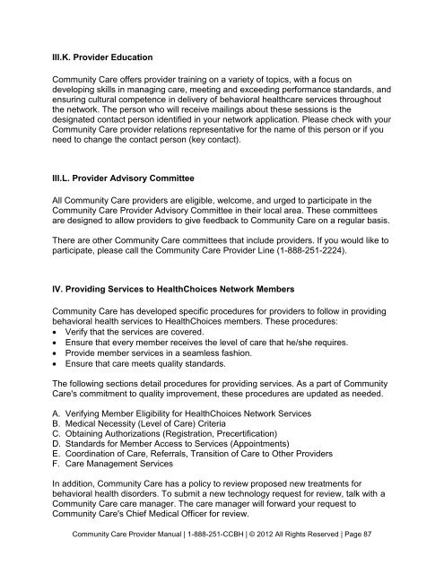 Billing Manual for Community Care Network Providers