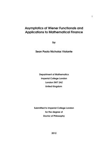 Asymptotics of Wiener Functionals and Applications to Mathematical ...