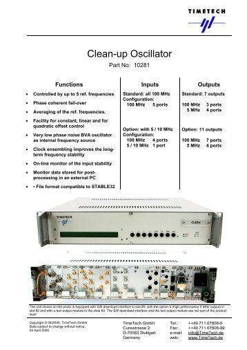Clean-up Oscillator - TimeTech GmbH