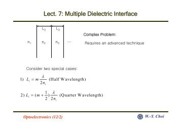 Lect. 7: Multiple Dielectric Interface