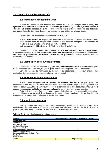 Gestion du Réseau Tortues Marines de Guadeloupe - juin ...