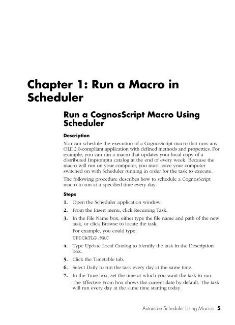 Automate Scheduler Using Macros