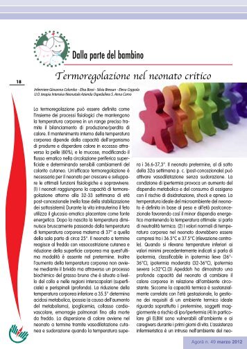 Dalla parte del bambino Termoregolazione nel neonato critico - Ipasvi