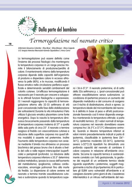 Dalla parte del bambino Termoregolazione nel neonato critico - Ipasvi