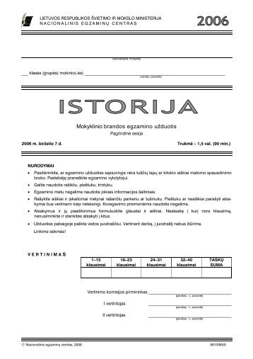 Istorija MBE - Nacionalinis egzaminÅ³ centras
