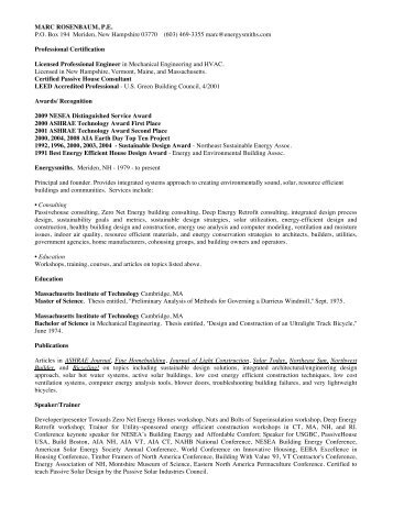 Marc Rosenbaum resume - Energysmiths