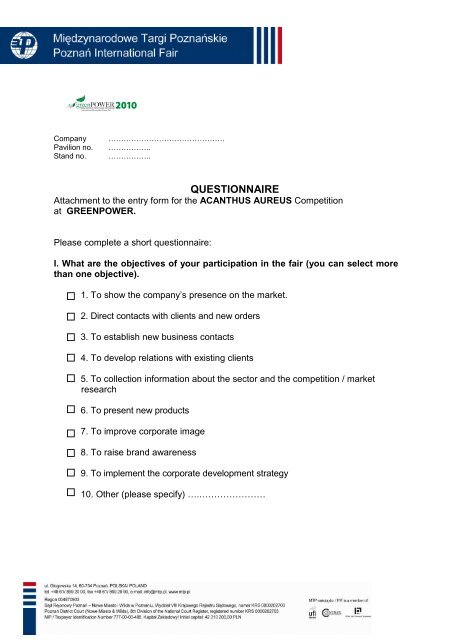 QUESTIONNAIRE - Greenpower