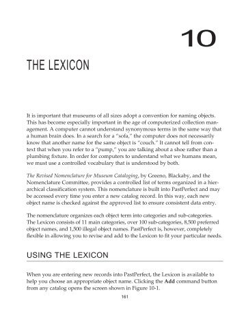 THE LEXICON - PastPerfect Museum Software