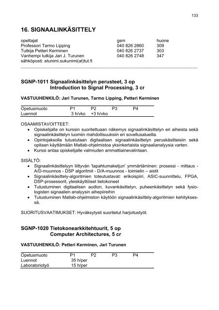 2. teknistieteellinen tutkintokoulutus - Porin yksikkÃ¶ - Tampereen ...