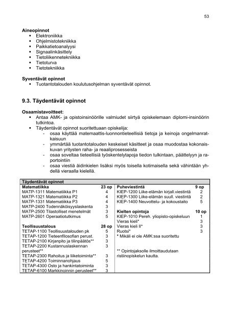 2. teknistieteellinen tutkintokoulutus - Porin yksikkÃ¶ - Tampereen ...