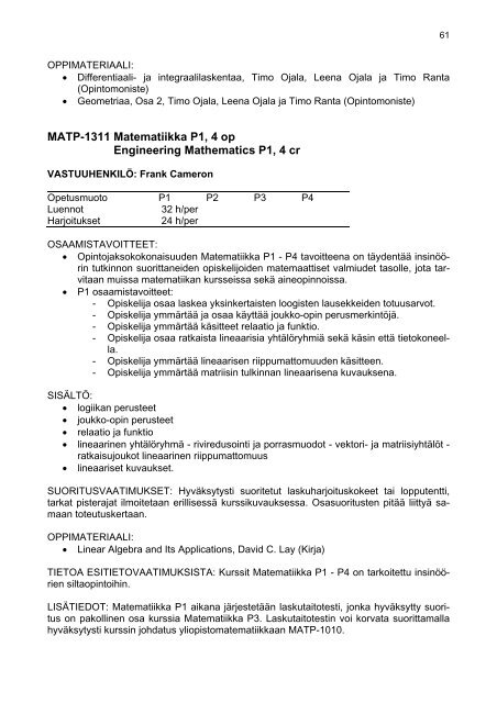 2. teknistieteellinen tutkintokoulutus - Porin yksikkÃ¶ - Tampereen ...