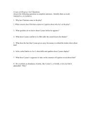 Cyrano de Bergerac Act I Questions Answer the following questions ...