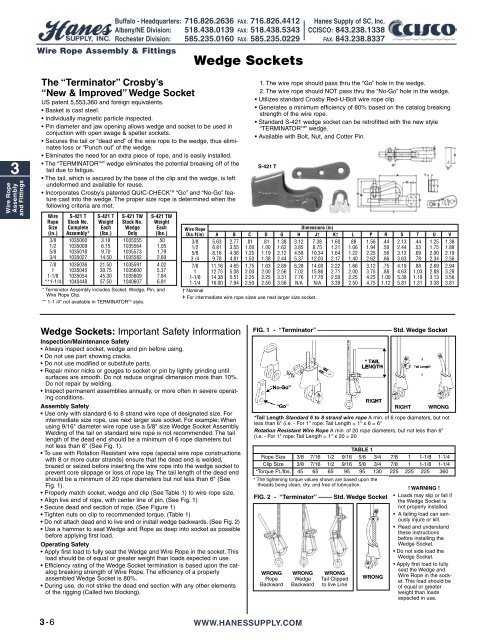 Wire Rope Assembly and Fittings - Hanes Supply, Inc