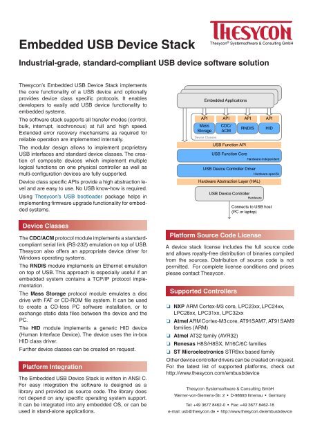 Embedded USB Device Stack - Thesycon Systemsoftware ...