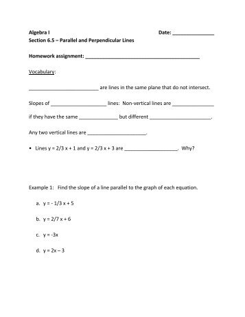 4 Example Find An Eq Algebra I Date Section 6 5 รข Parallel And Perpendicular Lines