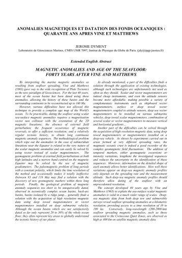 anomalies magnetiques et datation des fonds oceaniques