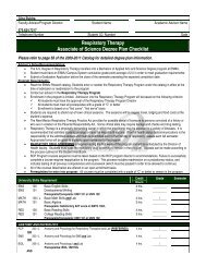 Respiratory Therapy Associate of Science Degree Plan Checklist